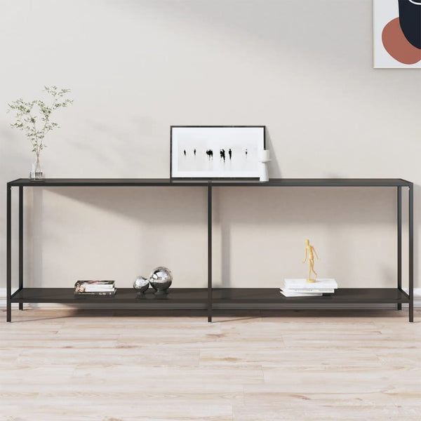 Console Table Black 86.6"x13.8"x29.7" Tempered Glass