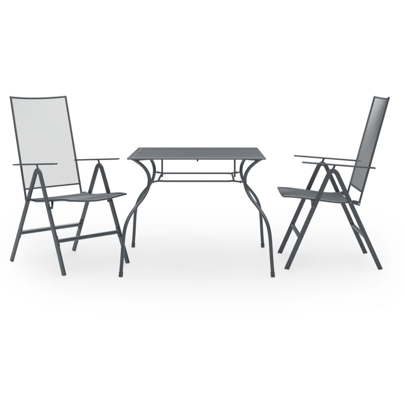 3 Piece Patio Dining Set Steel Anthracite