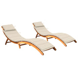 Sun Loungers 2 pcs with Cushions Solid Acacia Wood