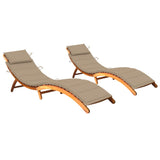 Sun Loungers 2 pcs with Cushions Solid Acacia Wood