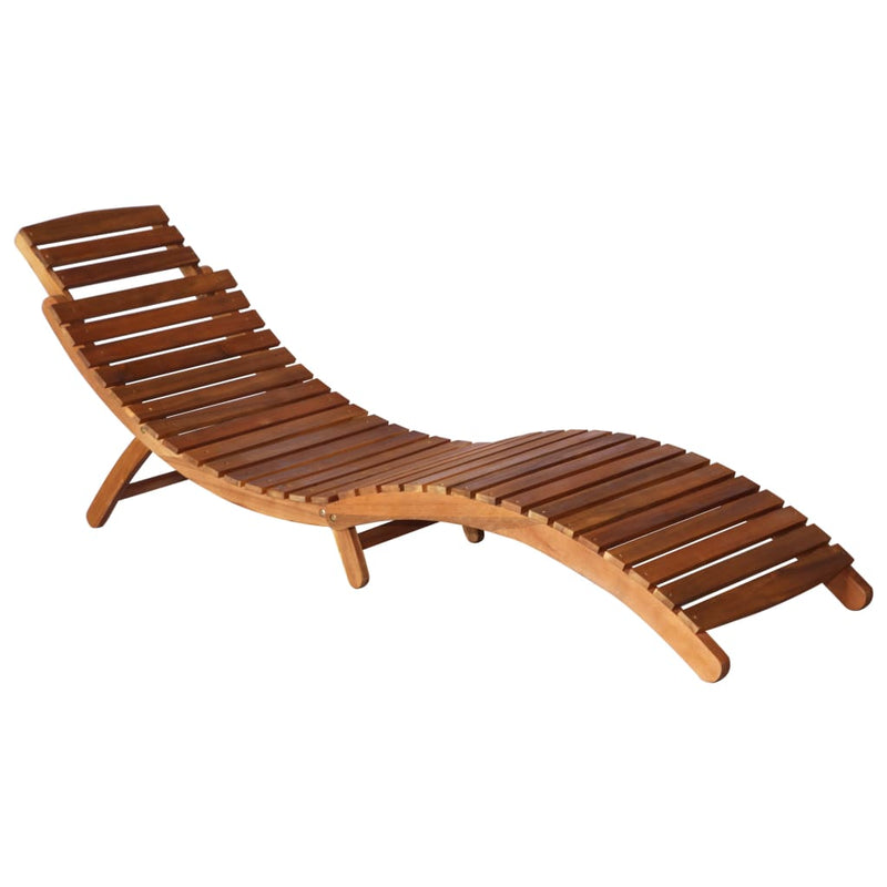 Sun Loungers 2 pcs with Table and Cushions Solid Acacia Wood