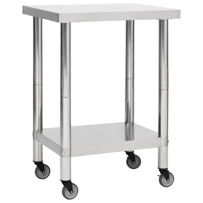 Kitchen Work Table with Wheels 23.6"x11.8"x33.5" Stainless Steel