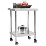 Kitchen Work Table with Wheels 23.6"x11.8"x33.5" Stainless Steel