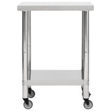 Kitchen Work Table with Wheels 23.6"x11.8"x33.5" Stainless Steel