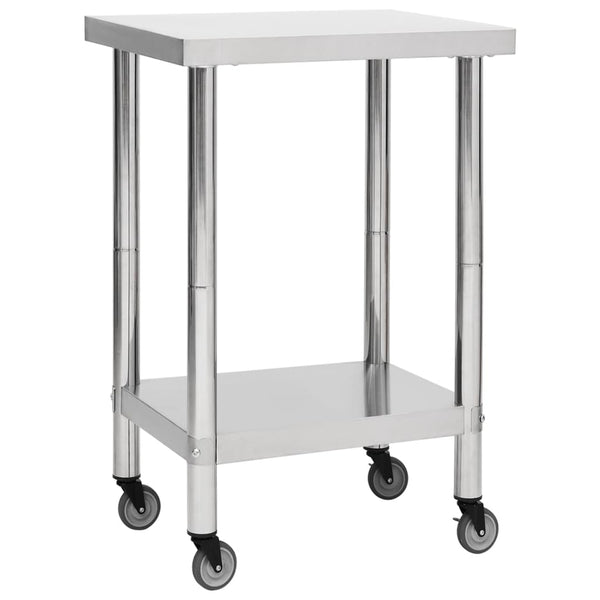 Kitchen Work Table with Wheels 23.6"x23.6"x33.5" Stainless Steel