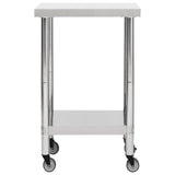 Kitchen Work Table with Wheels 23.6"x23.6"x33.5" Stainless Steel