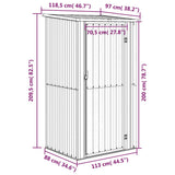 Garden Shed Anthracite 46.7"x38.2"x82.5" Galvanized Steel