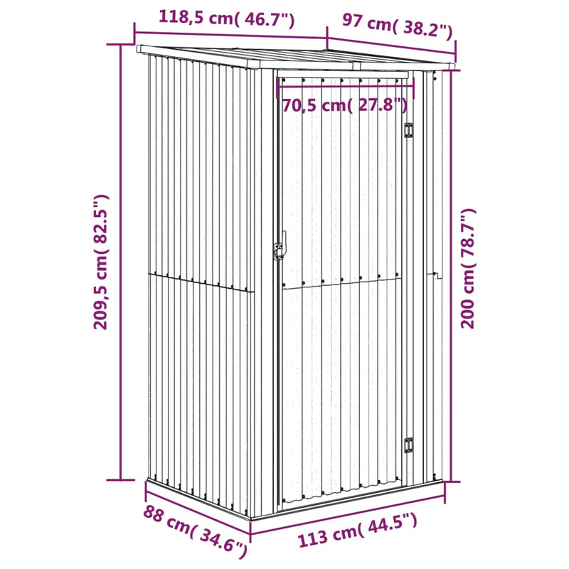 Garden Shed Anthracite 46.7"x38.2"x82.5" Galvanized Steel