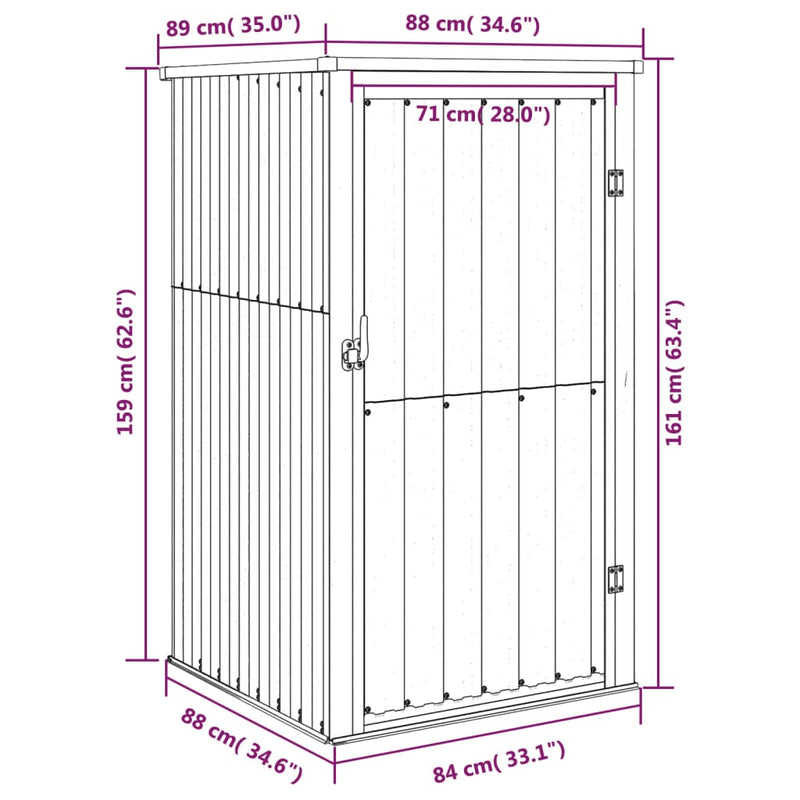 Garden Tool Shed Gray 34.6"x35"x63.4" Galvanized Steel