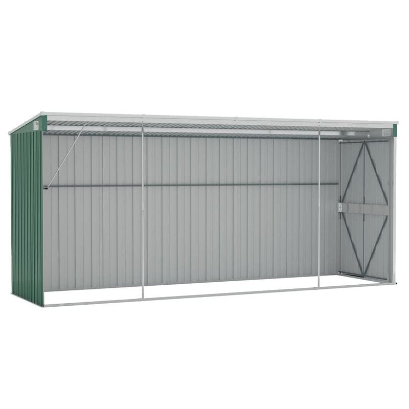 Wall-mounted Garden Shed Green 46.5"x150.4"x70.1" Galvanized Steel