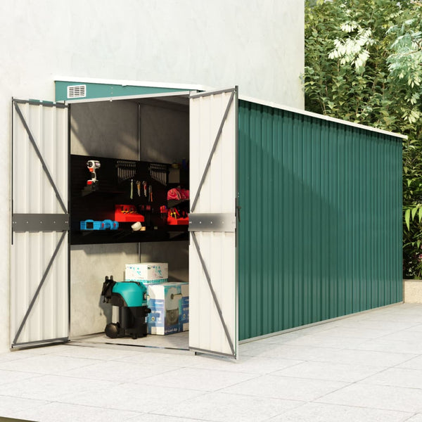 Wall-mounted Garden Shed Green 46.5"x150.4"x70.1" Galvanized Steel