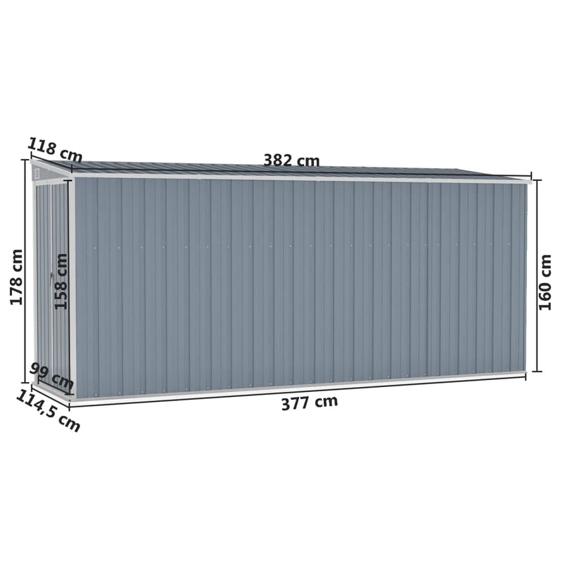 Wall-mounted Garden Shed Gray 46.5"x150.4"x70.1" Galvanized Steel