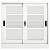 Sliding Door Cabinet White 35.4"x15.7"x35.4" Steel