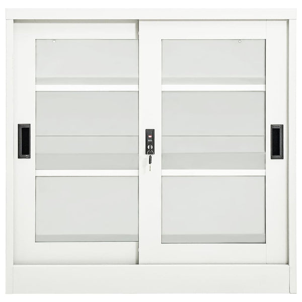 Sliding Door Cabinet White 35.4"x15.7"x35.4" Steel