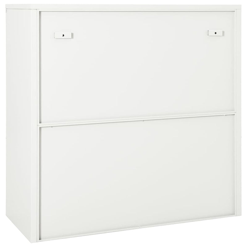 Sliding Door Cabinet White 35.4"x15.7"x35.4" Steel