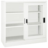 Sliding Door Cabinet White 35.4"x15.7"x35.4" Steel