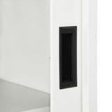 Sliding Door Cabinet White 35.4"x15.7"x35.4" Steel