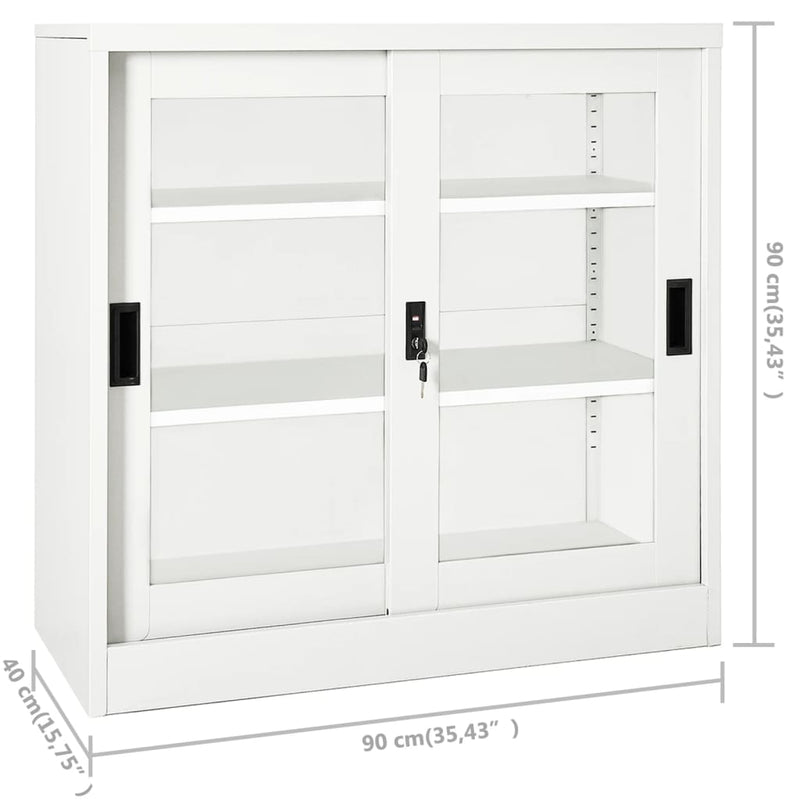 Sliding Door Cabinet White 35.4"x15.7"x35.4" Steel