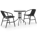 3 Piece Patio Dining Set Black