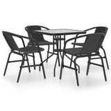 5 Piece Patio Dining Set Black