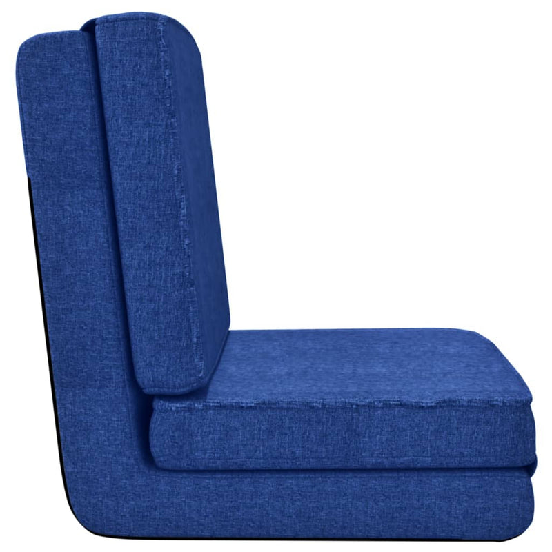 Folding Floor Chair Blue Fabric