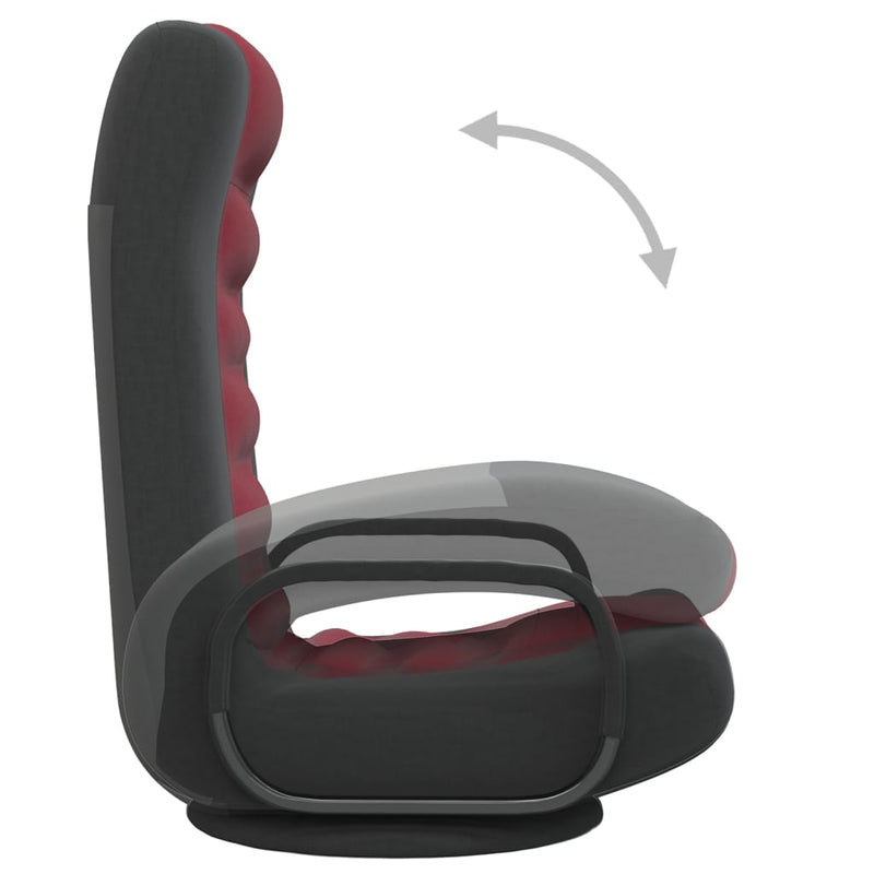 Swivel Floor Chair Black and Wine Red Fabric