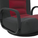 Swivel Floor Chair Black and Wine Red Fabric