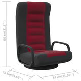 Swivel Floor Chair Black and Wine Red Fabric