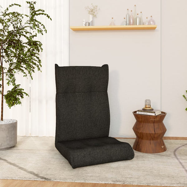 Folding Floor Chair Black Fabric