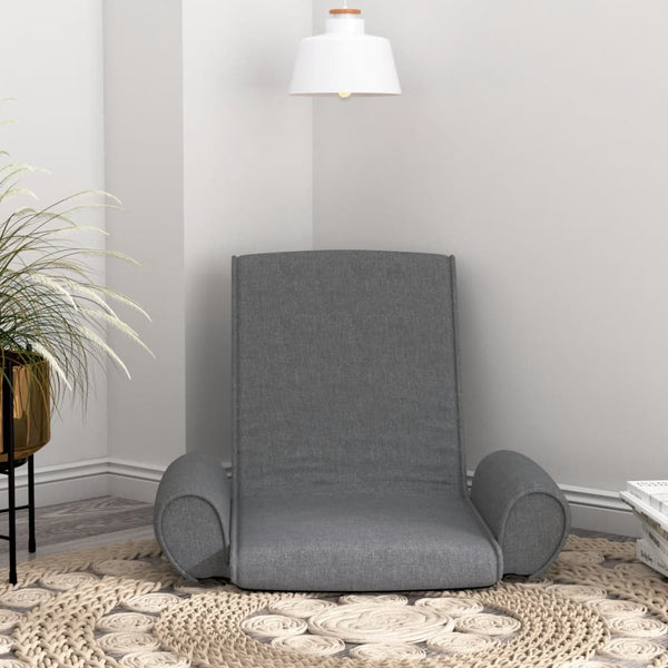 Folding Floor Chair Light Gray Fabric