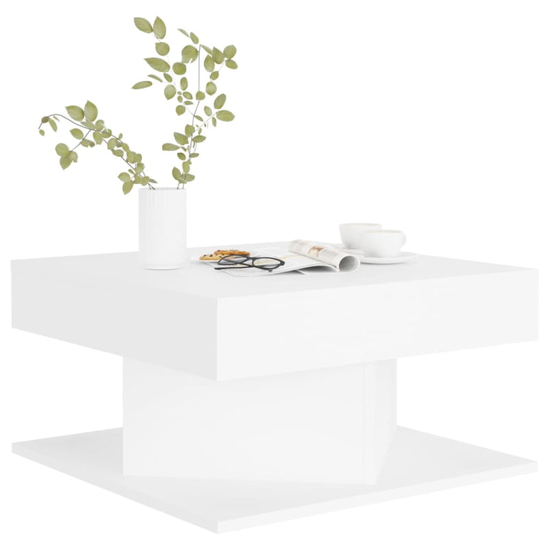 Coffee Table White 22.4"x22.4"x11.8" Engineered Wood