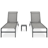 Sun Loungers 2 pcs with Table Textilene and Steel