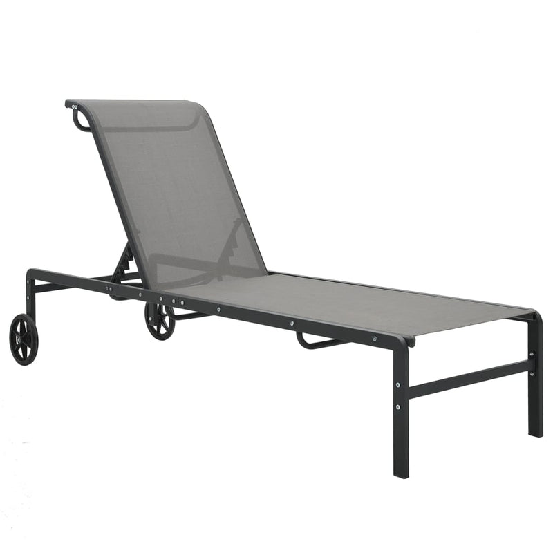 Sun Loungers 2 pcs with Table Textilene and Steel