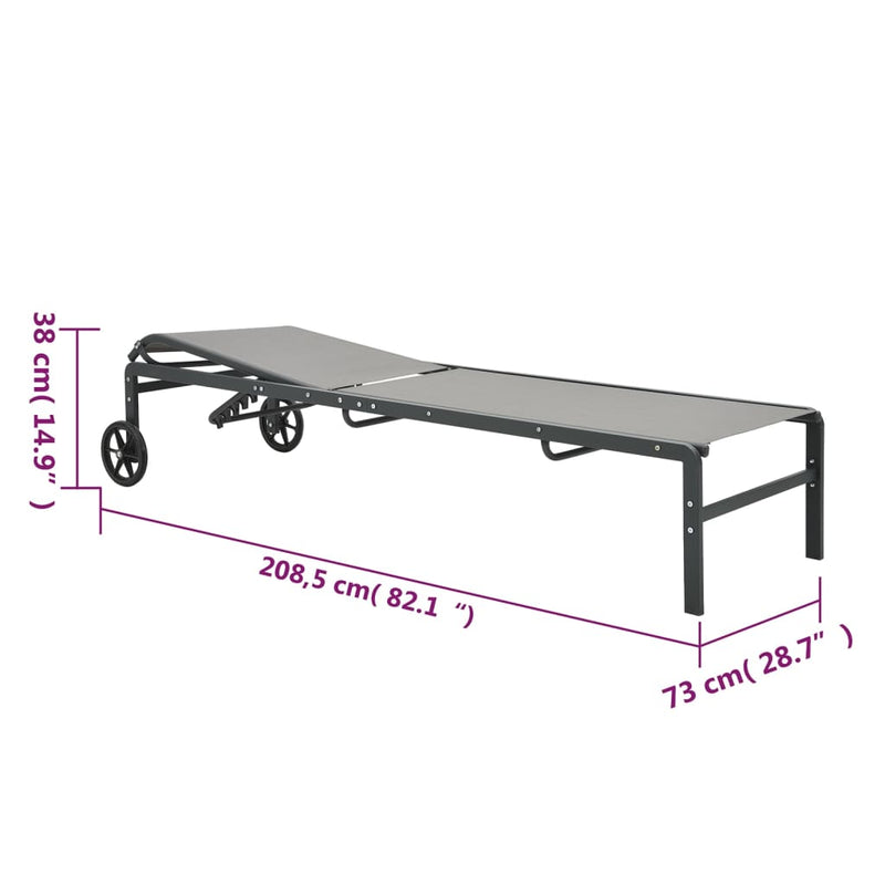 Sun Loungers 2 pcs with Table Textilene and Steel