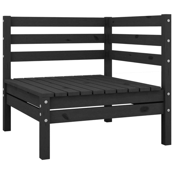 3 Piece Patio Lounge Set Solid Wood Pine Black