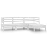 4 Piece Patio Lounge Set Solid Wood Pine White