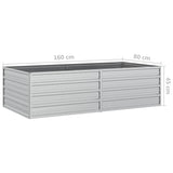 Garden Raised Bed 63"x31.5"x17.7" Galvanized Steel Silver