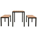 3 Piece Patio Dining Set Steel and WPC Brown and Black