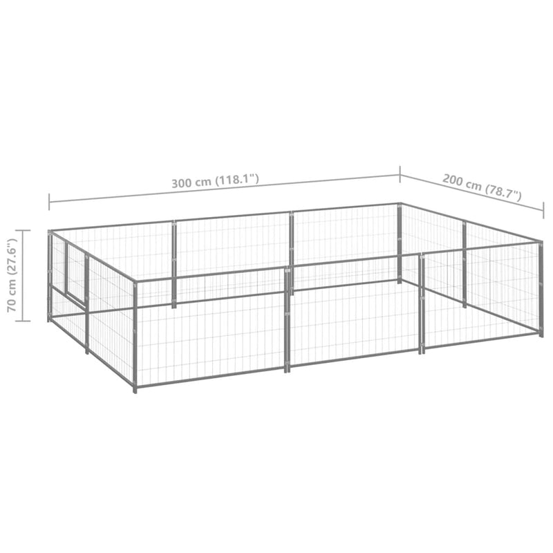 Dog Kennel Silver 64.6 ft² Steel