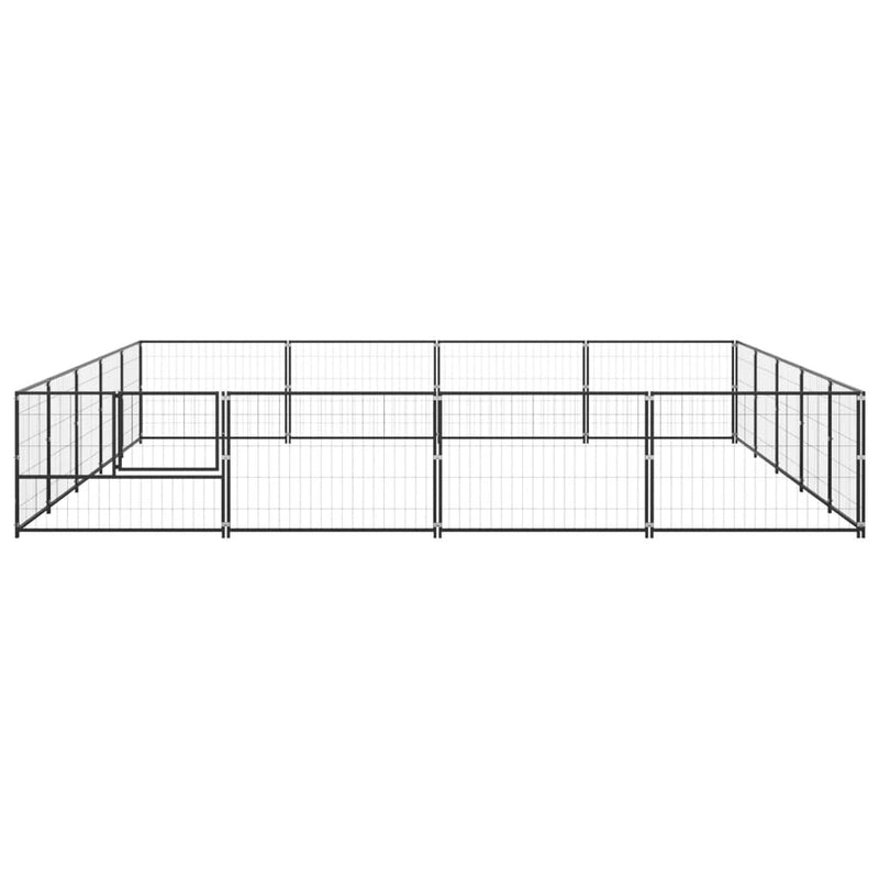 Dog Kennel Black 215.3 ft² Steel