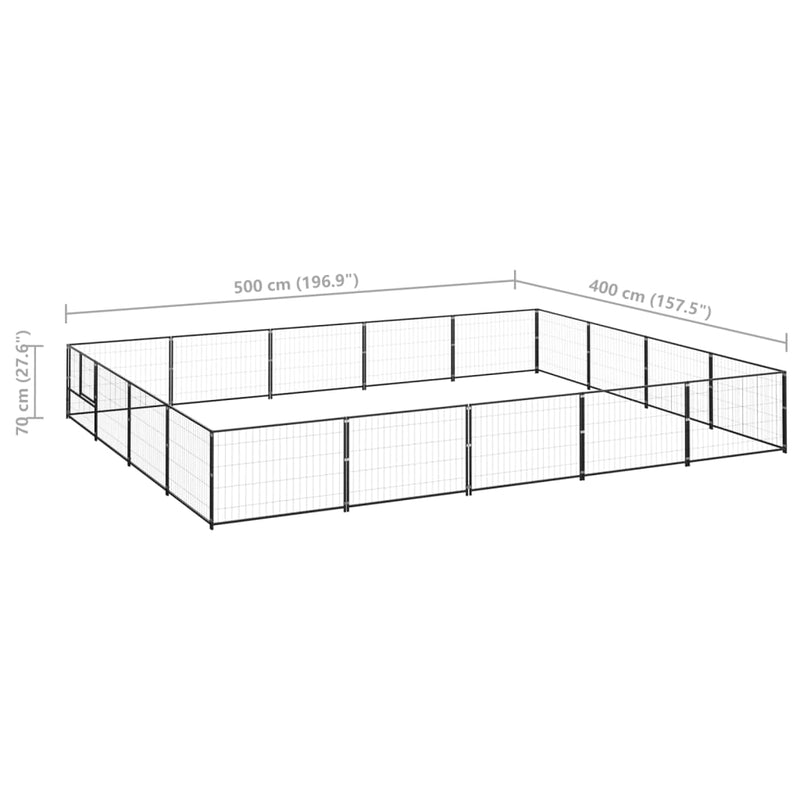 Dog Kennel Black 215.3 ft² Steel