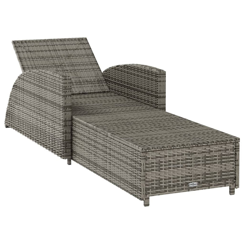 Sun Lounger with Dark Gray Cushion Poly Rattan Gray