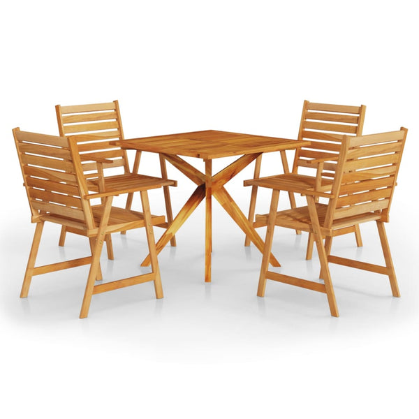 5 Piece Patio Dining Set Solid Wood Acacia