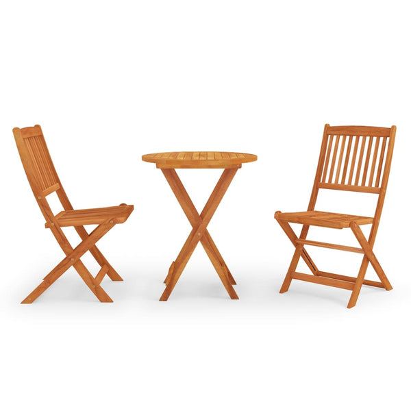 3 Piece Folding Patio Dining Set Solid Eucalyptus Wood