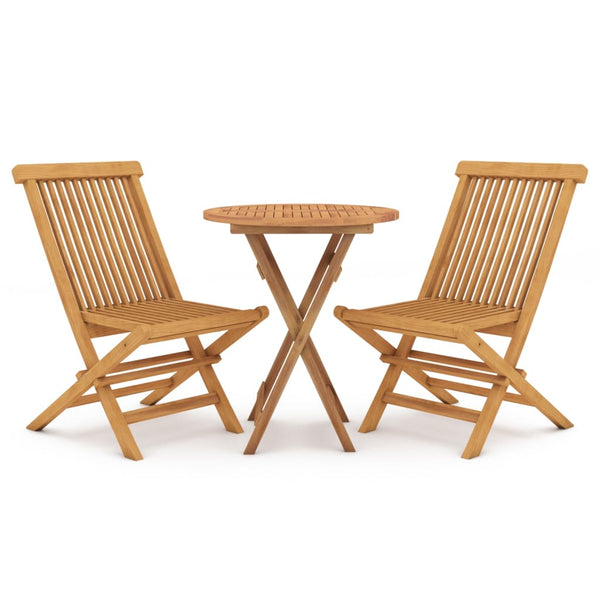 3 Piece Patio Dining Set Solid Wood Teak