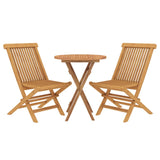 3 Piece Patio Dining Set Solid Wood Teak