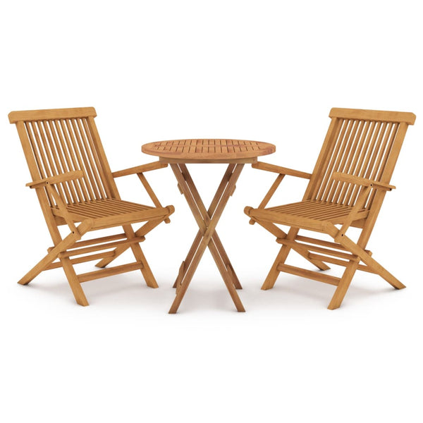 3 Piece Patio Dining Set Solid Wood Teak