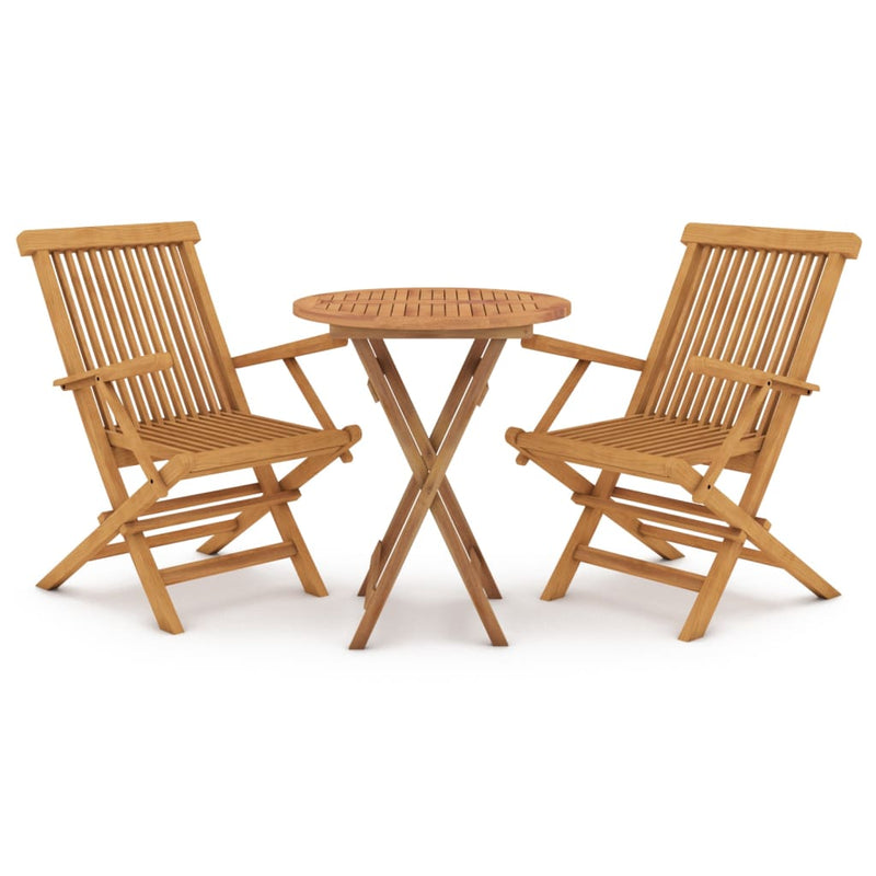 3 Piece Patio Dining Set Solid Wood Teak