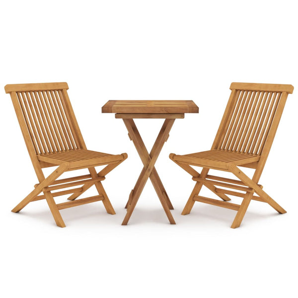 3 Piece Patio Dining Set Solid Wood Teak