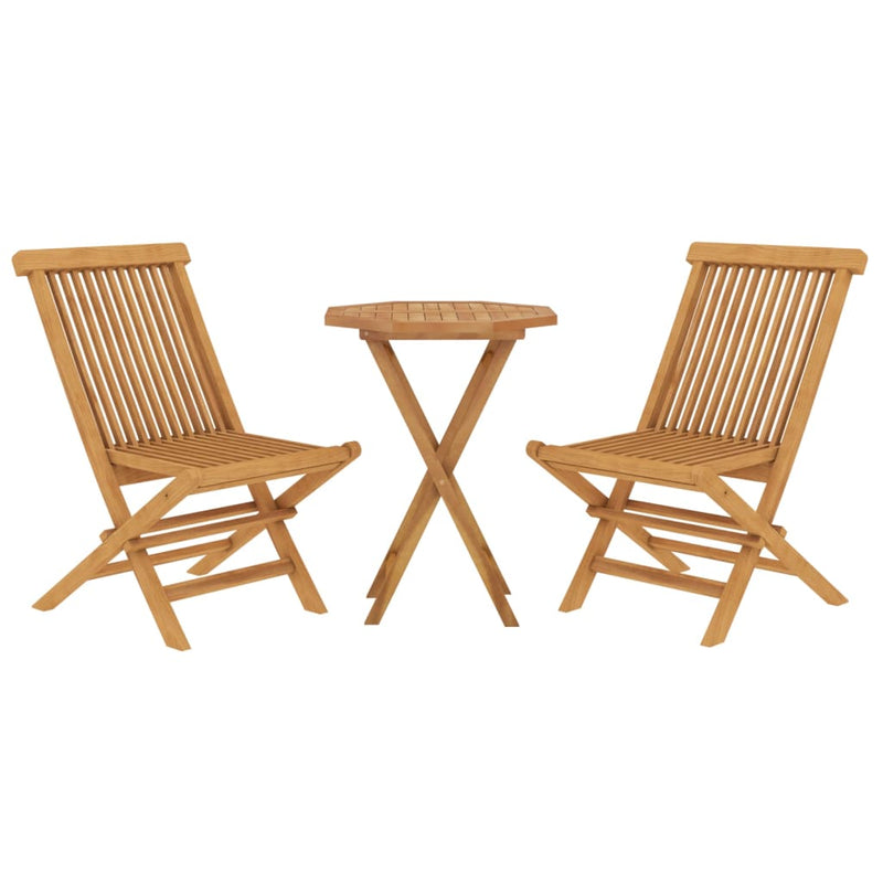 3 Piece Patio Dining Set Solid Wood Teak